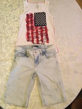 Levis shorts set Faded Glory top Size 10 12 American flag patriotic - $18.29