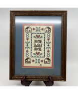 Vtg Cross Stitched “Home Sweet Home” Professionally Framed Country Cotta... - €10,29 EUR