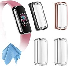 Fitbit Luxe Screen Protector Case 4-Pack Soft TPU Bumper Cover Black Silver Cle - £12.64 GBP