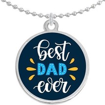 Best Dad Ever Round Pendant Necklace Beautiful Fashion Jewelry - £8.60 GBP