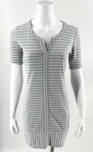 Athleta Dress Size XXS Gray White Striped Split Neck Short Sleeve Stretch Womens - £27.06 GBP