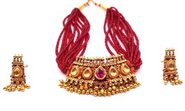 22K Indian Jewelry Ethnic Tribal Gold Beautiful Necklace Earring Belly Dance Ind - £1,582.57 GBP
