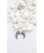 Dainty Horn necklace Crescent moon Necklace Gold MOP Horn Crystal Lucky ... - $63.08 CAD