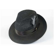 Men's Summer Spring Braid Straw style Hat by BRUNO CAPELO JULIAN JU900 Black image 9
