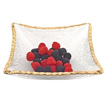 7 Hand Decorated Edge Gold Leaf Square Candy Or Serving Bowl - £68.85 GBP