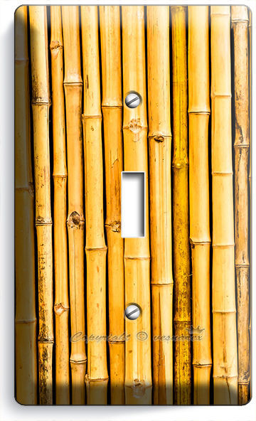 RUSTIC BAMBOO CRACKED STICKS BOARD SINGLE LIGHT SWITCH WALL PLATE ROOM ART DECOR