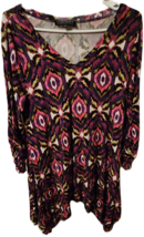 Context Lord &amp; Taylor Multicolor Ruched Sleeve Blouse Tunic - Women&#39;s Medium - £11.85 GBP