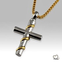 Cross with Gold Wire Wrapped Keepsake Pendant - $34.99