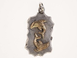 Vintage 14k/sterling two dolphins pendant charm - £130.97 GBP