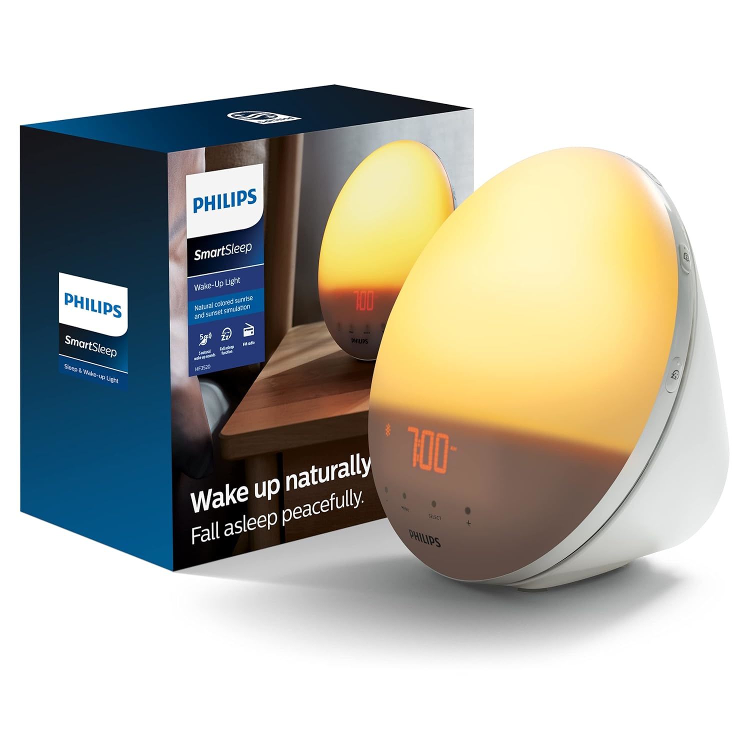 Philips SmartSleep Wake-up Light, Colored Sunrise and Sunset Simulation, 5 Natur - £137.48 GBP