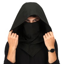 Black Techwear Assassin Ninja Samurai Mask Hood Hoodie Cyberpunk Costume... - £23.97 GBP