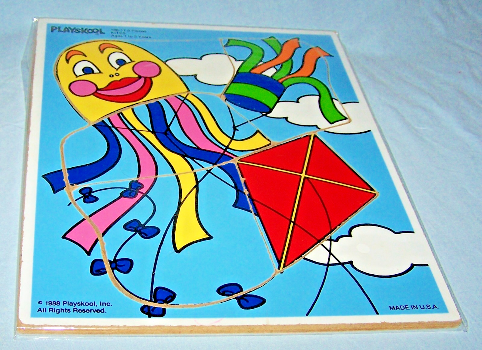 1988 Wooden Playskool Puzzle-Kites-186-17 - $10.00