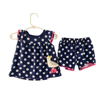 Carters Girls Infant Baby Size 18 months Blue White Polka Dot Bird Patch... - $7.61