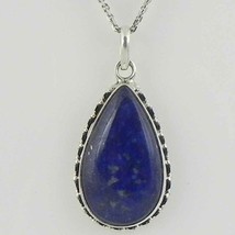 Solid 925 Sterling Silver Lapis Lazuli Pendant Necklace Women PSV-2024 - £27.12 GBP+