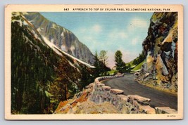 Approach to Top of Sylvan Pass Yellowstone National Park Linen Postcard ... - £4.59 GBP