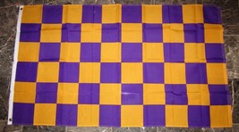 3x5 Advertising Checkered Checker Purple Gold Flag 3&#39;x5&#39; Brass Grommets - £3.85 GBP