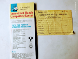 Vtg Ephemera Jamestown Beach Campsites Williamsbug Va 1976 - £7.69 GBP