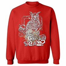 Steampunk Bird&#39;Got Steam? Fantasy Gears&#39; - Sweatshirt Red - £37.69 GBP