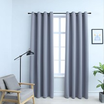 vidaXL Blackout Curtains with Rings 2 pcs Gray 54&quot;x95&quot; Fabric - $43.58