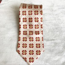 Ermenegildo Zegna Rust Taupe Geo Flower Burst Print Silk Tie - $32.73