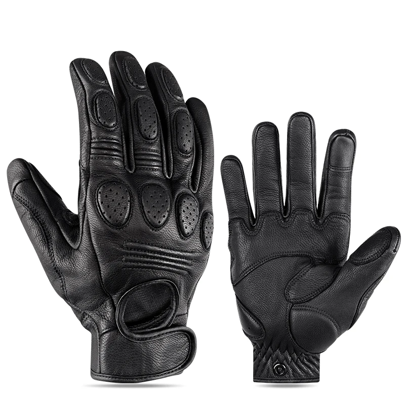 Electric Motorcycle Gloves Men Women Leather Full Finger Black Glove Motorcyclis - £118.47 GBP