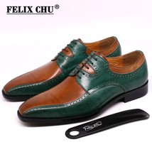 Size 7-13  Men Dress Shoes Real Leather Handmade Green Brown Lace Up Mens Brogue - £99.25 GBP