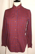 JOHN HENRY button-down blouse. Red &amp; blue checkered. Breast pocket. Size 4  - £8.79 GBP