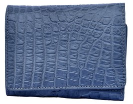 Decorative Astronaut Blue Trifold Style Card Slots Real Crocodile Leathe... - £140.82 GBP