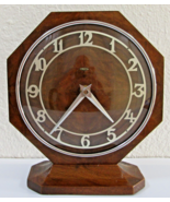 Art Deco Metamec Octagon Shaped Wood Mantel Clock - £58.39 GBP