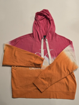 Calvin Klein Jeans Cropped Hoodie Sweatshirt Top XXL/EEG Pink/Orange-Tie... - $16.21