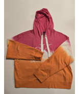 Calvin Klein Jeans Cropped Hoodie Sweatshirt Top XXL/EEG Pink/Orange-Tie... - $22.15 CAD