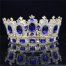 Baroque Big Tiara Crown Rhinestone Crystal Large Diadem Bridal Wedding Hair jewe - $69.24
