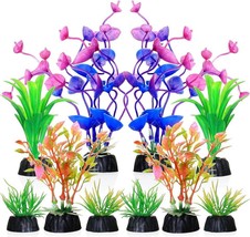 Artificial Aquarium Plants Fish Tank Decorations Decor Plastic Plants Set 10 Pcs - £9.96 GBP