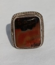 Vintage Navajo Old Pawn Sterling Silver Petrified Wood Ring Size 11 - £131.86 GBP
