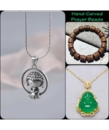 Tibetan Wood Mala Prayer Bead Buddha Silver Pendant Necklace Jewelry - F... - $15.97+