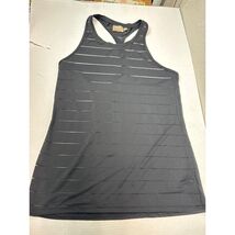 Athleta Top Womens Mesh Striped High Neck Chi Racerback Tank Black Size ... - $19.95