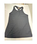 Athleta Top Womens Mesh Striped High Neck Chi Racerback Tank Black Size ... - $28.02 CAD