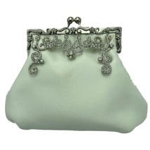 Ivory Bridal Clutch Purse Silver Shoulder Strap Rhinestone Decor Matte S... - $67.73