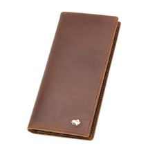 BISONDENIM New Vintage Crazy Horse Leather Men Wallets Luxury RFID Protection In - £67.29 GBP