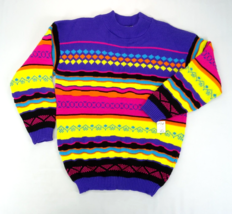 Vintage 1990s In Charge Sweater Women Bright Geometric Abstract Coogi US... - $37.95
