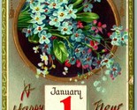 Happy New Year January 1 Calendar Flowers Raphael Tuck 1912 DB Postcard G12 - $3.91