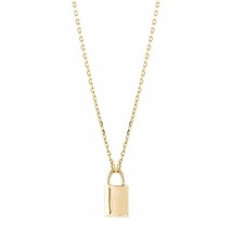 4K Yellow Gold Lock Pendant Necklace - £237.86 GBP