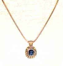 Vintage Silver Color and Tanzanite Pendant on silver color Serpentine 18&quot; Chain - $17.99