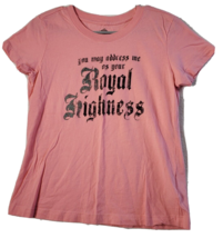 Royal Highness T Shirt Top Womens Medium Pink Knit 100% Cotton Royal  Graphic - £7.50 GBP