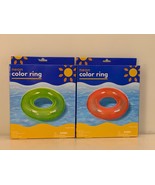 Neon Color Ring Pool Ages 14+ Inflatable Float Tube Ring - Green&amp;Orange ... - $19.59
