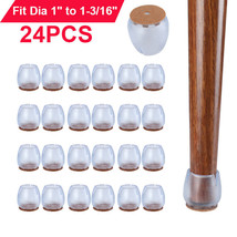 24Pcs Silicone Chair Leg Caps Covers Furniture Table Feet Pads Floor Protectors - £19.17 GBP