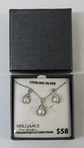 BRILLIANCE Fine Jewelry 925 Fresh Water Cultured Pearl Necklace &amp; Earrings - £23.48 GBP