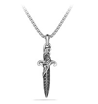 David Yurman Sterling Silver &amp; Black Diamond Dagger Enhancer - $485.00