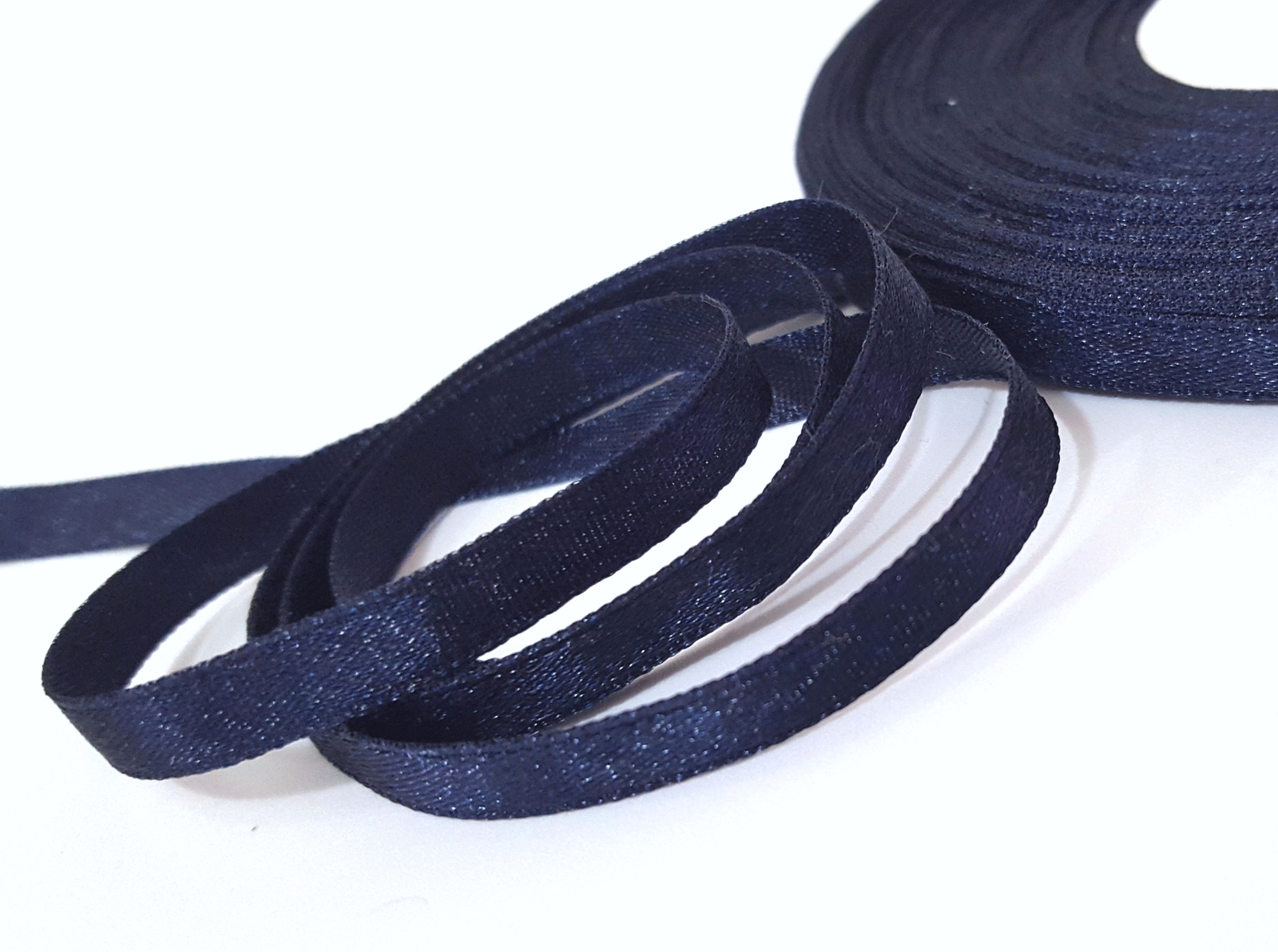 1/4&quot; 7mm wide - 33y-100yd Navy Blue Satin Ribbon Single Faced Card makin... - $5.99+