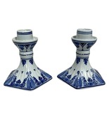 Royal Delft Porceleyne Fles Vintage 4.5&quot; Candle Stick Holders Blue White... - $142.50